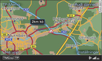 Visning av ett TMC-/TMCpro-trafikinformation på kartan